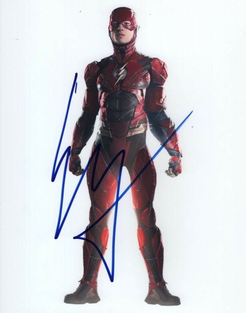 Ezra miller signed autograph justice league the flash barry allen dc comic Photo Poster painting