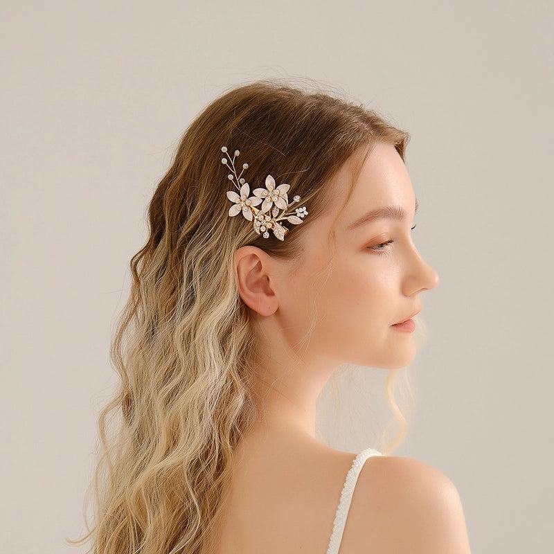 Elegant Bridal Women’s Flower Alloy Diamond Insert Comb