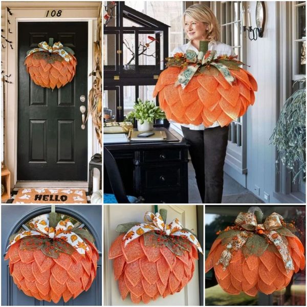 Farmhouse Pumpkin Wreath For Front Door - tree - Codlins