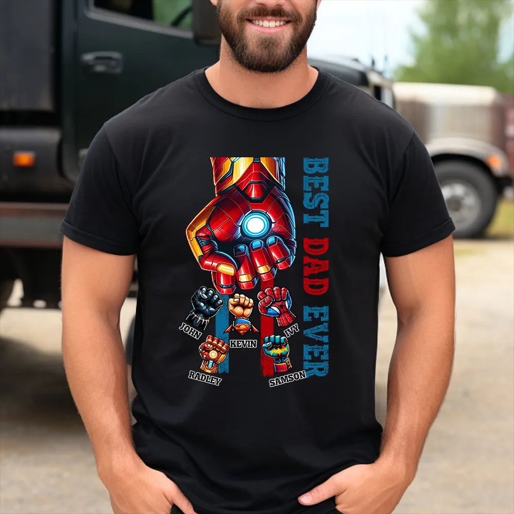 Loveyoufancy Custom Superhero Fist Bump Best Dad Ever T-shirt/Crewneck/Hoodie