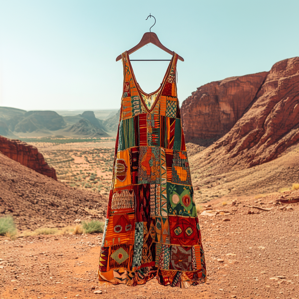 Women's Vintage Juneteenth Black Pride African Pattern Geometric Art V-neck Loose Midi Dress