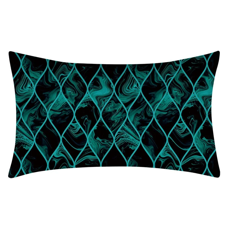 Teal Blue Pillowcase 30X50 Geometry Cushion Cover Polyester Sofa Cushions Decorative Throw Pillows Nordic Home Decor Pillowcover