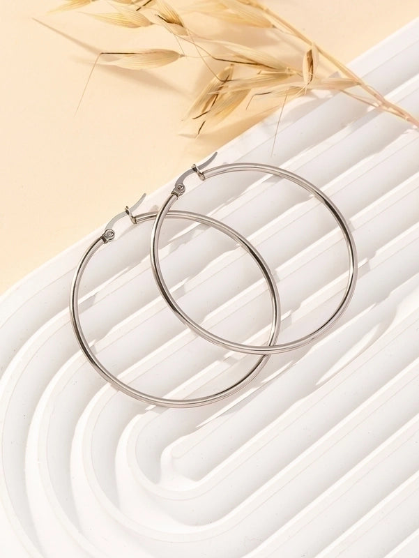 1 Pair Y2k Lady Artistic Solid Color Stainless Steel Hoop Earrings