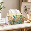 Diamond Art Painting Tissue Box Cover Wear Resist Decorative Paper Napkin Dispenser Multifunction Rhinestone PU Tissue Holder Kit for Adults Home Office Gift (Blue Peacock Floral)