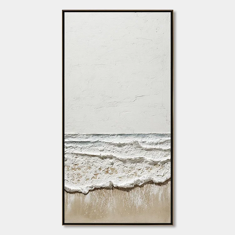 COASTAL WHISPER: Textured Minimalist Wabi Sabi Beach Painting（Canvas painting）