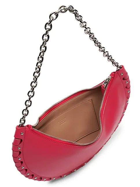 Ala&iuml;a Half Moon Leather Chain Shoulder Bag