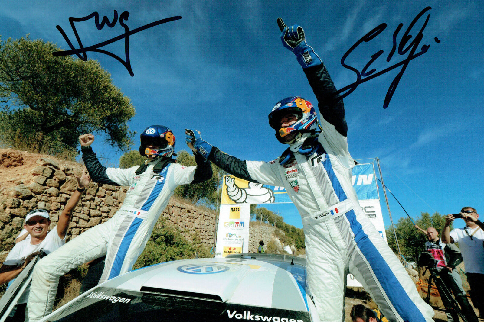 Sebastien OGIER & Julien INGRASSIA WRC SIGNED AUTOGRAPH 12x8 Photo Poster painting AFTAL COA