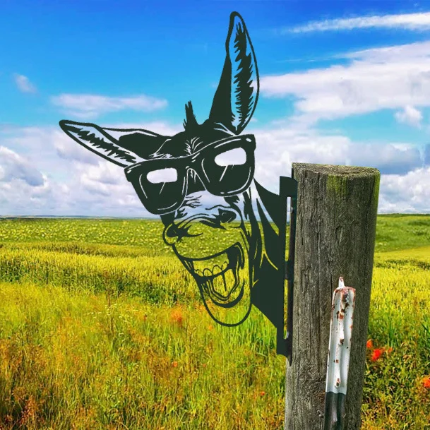 Laughing Donkey in the Sunglasses voyeur metal art