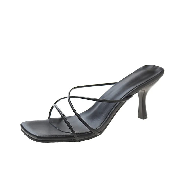 Tanguoant Tanguoant Spring And Summer New Fashion Fairy Wind Slippers Women Wear Korean Version Simple Thin With Square Head High Heel Slippers