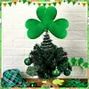 St Patricks Day Tree Topper Green Plush Shamrock with Metal Base for Decor Gift