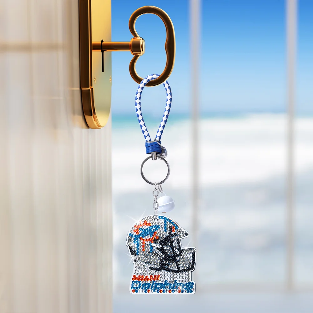 Miami Dolphins DIY Diamond Art Keychains Craft Rugby Team Badge Hanging Ornament(Double Sided)
