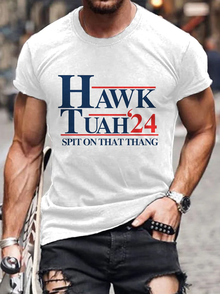 Comstylish Men's Hawk Tuah Spit On That Thang Print T-Shirt
