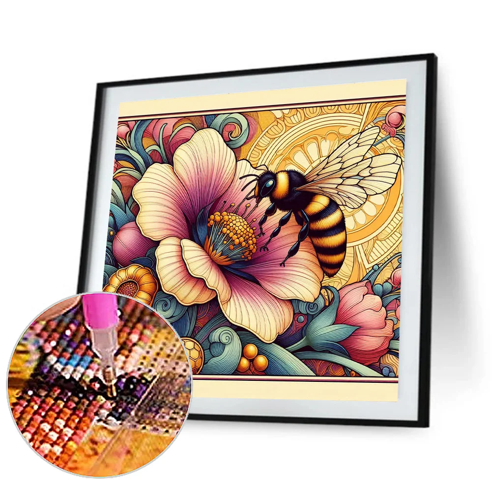 Diamond Painting - Full Round Drill - Flowers Honey Bees(Canvas|30*30cm)