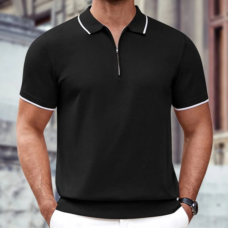 Uveng Uveng Men's Summer New Zipper Knits Casual Business Polo Shirt Men's SY0043