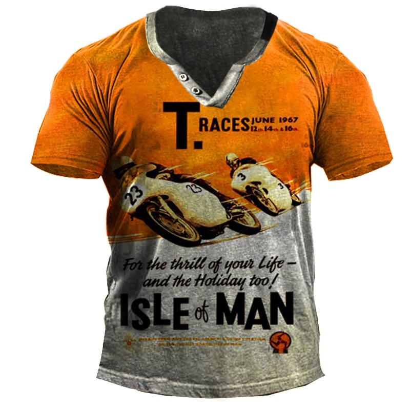 Men's Outdoor 20 Years Of Retro Motorcycle Race Henry Tactical T-Shirt-Compassnice®