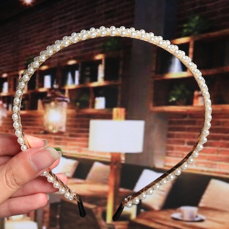 Women’s Fashion Waves Alloy Inlay Artificial Pearls Headwear