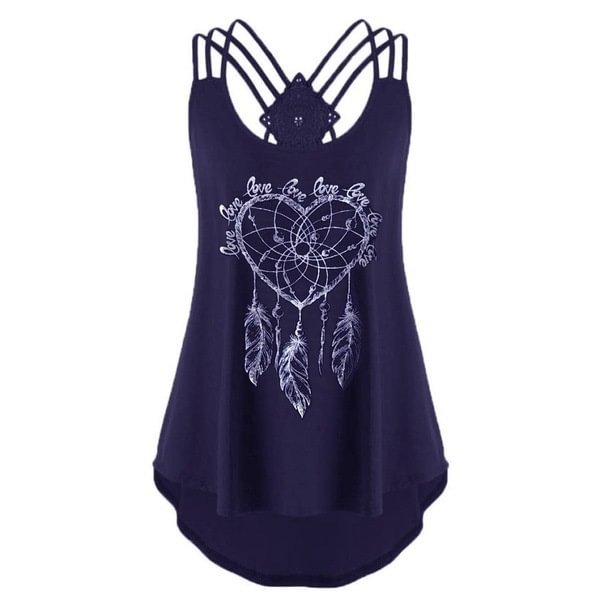 Fashion Womens Clothing Spring and Summer Tops for Women Sleeveless Sling Cami Top Casual Boho Blouses Printed Off Shoulder Shirts Ladies Cotton T-shirts Loose Plus Size Tank Tops - Shop Trendy Women's Clothing | LoverChic