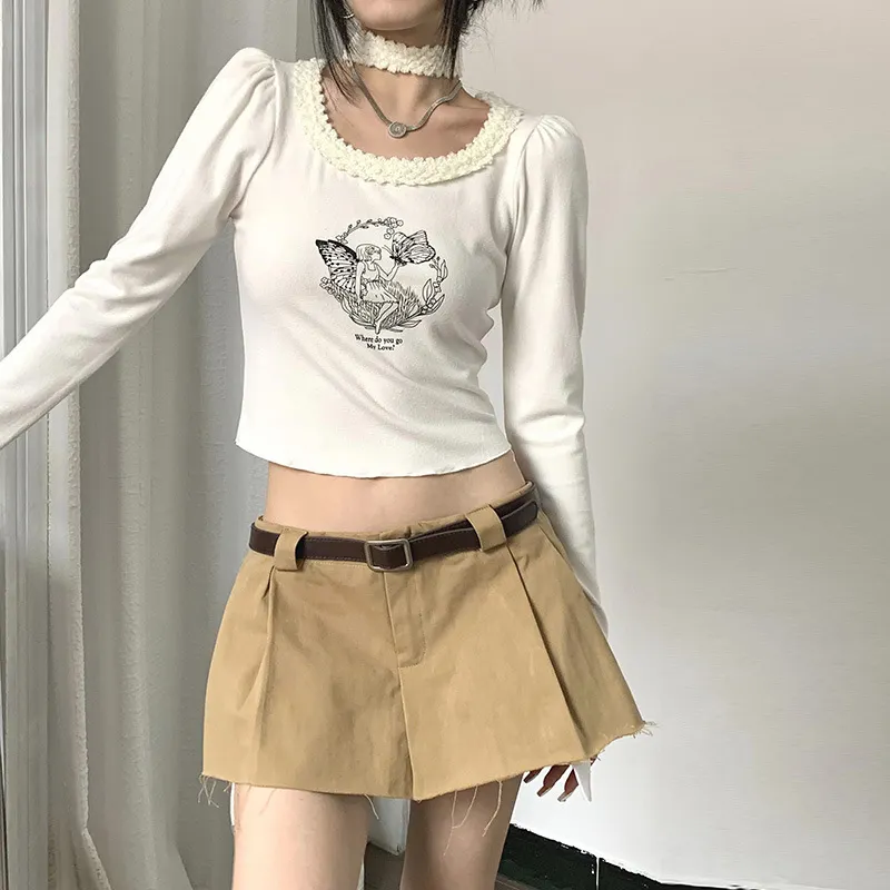 Luigi Flutter Sleeve Top, Butterfly & Ladybug on White main image 1