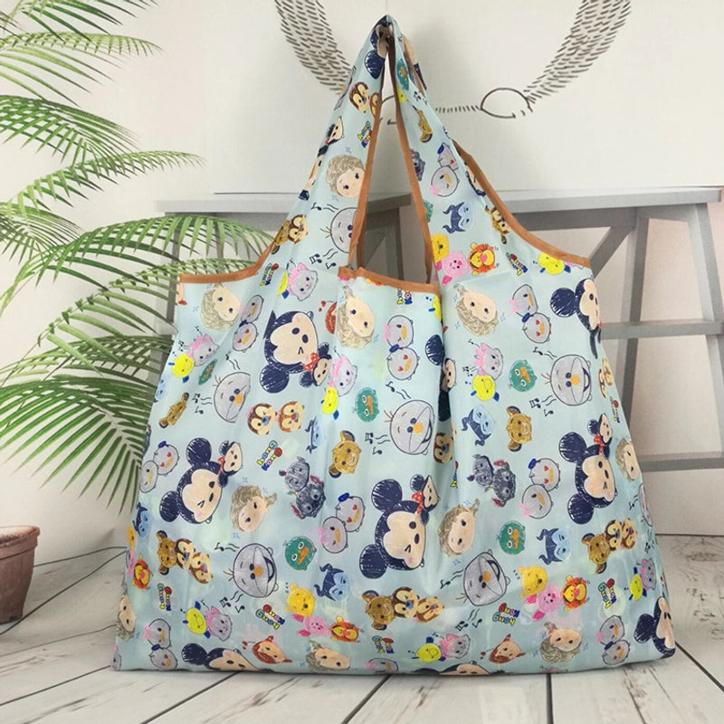 Spot Japanese Printed Environmental Bag Large 210T Supermarket Folding Shopping Bag Thickened Tote Bag Shopping Bag