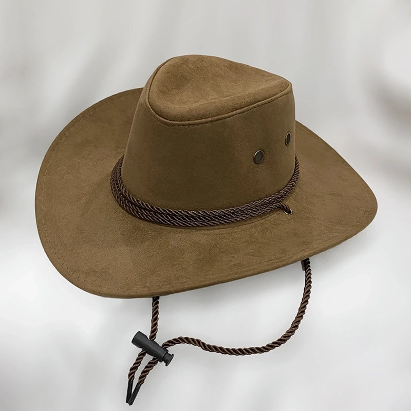 American Western Cowboy Hat Spring And Autumn Leather Men’s Mountain Climbing Spanish Women’s Sun Big Edge Sun Hat Sunscreen Travel