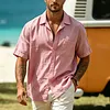 Men's Vacation Cotton-Linen Short-Sleeve Shirt With Chest Pocket by Inlyline