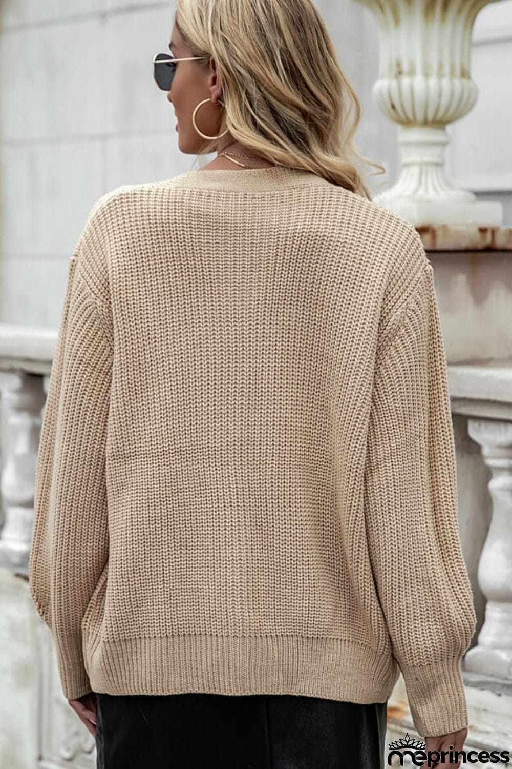 Button Front Dropped Shoulder Cardigan