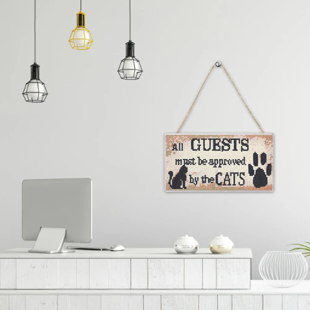 5D DIY Letter Full Drill Hanging Diamond Painting Craft Art Decor (Cat Paw)