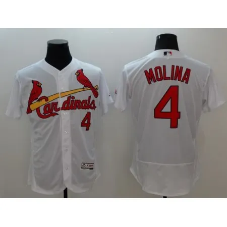 Cardinals #4 Yadier Molina White Flexbase Authentic Collection Stitched MLB Jersey