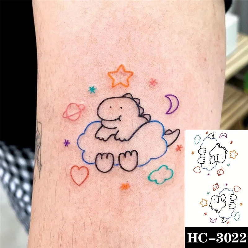 Waterproof Temporary Tattoo Sticker Cartoon Carousel Pattern Heart Moon Body Art Fake Tattoos Flash Tatoos Arm Ear for Men Women