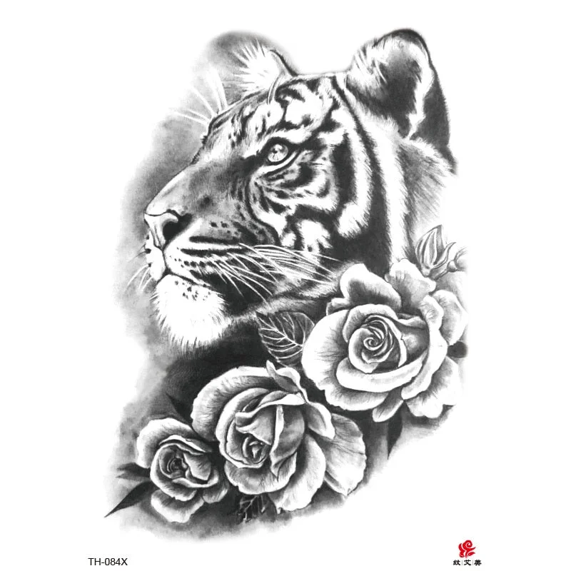 Lion Tiger Cool Temporary Tattoo Sticker Fashion Wolf Waterproof Animal Body Art Arm Tatto Fake Removable Tatoo for Men Women