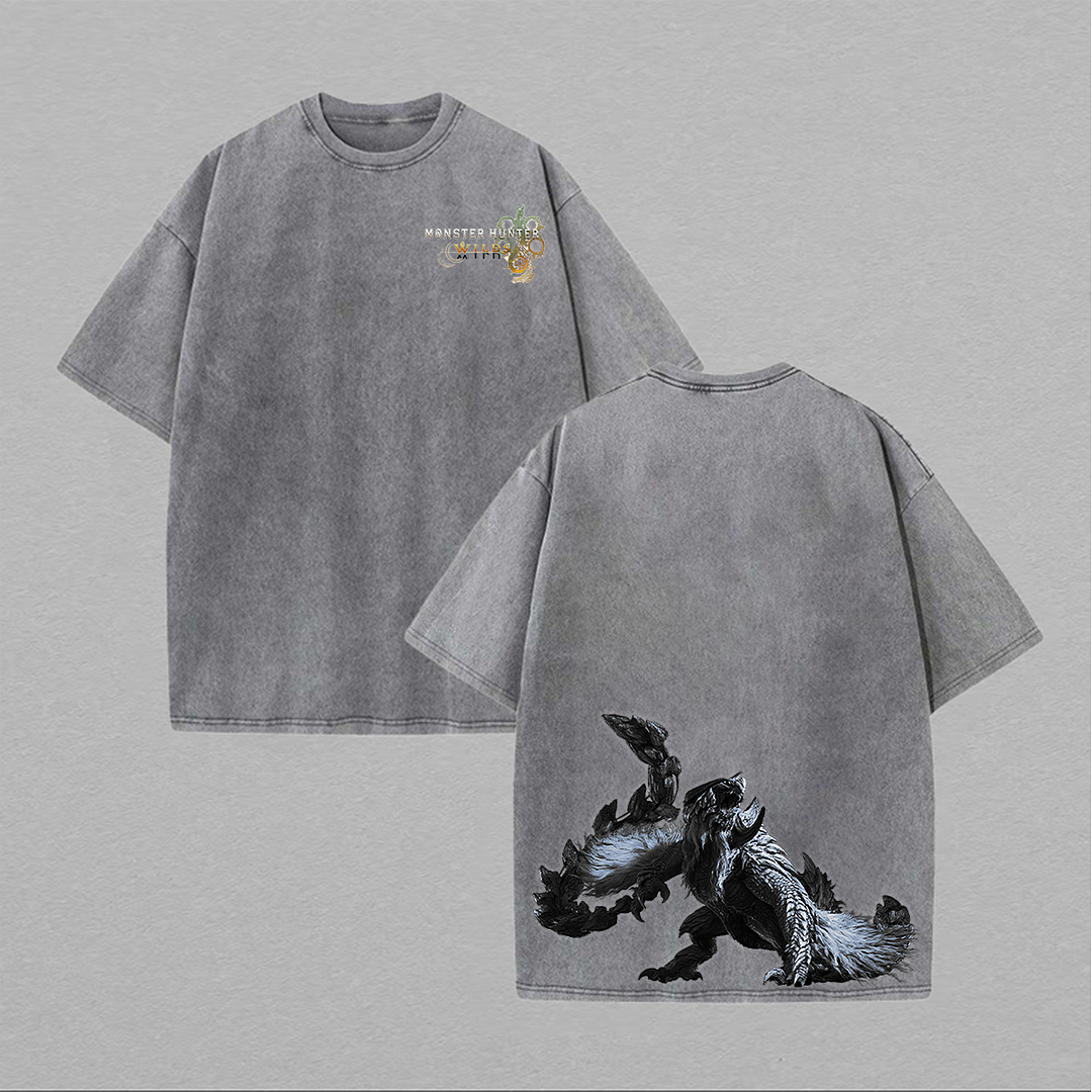Monster Hunter Wilds Printed Unisex Washed T-Shirt