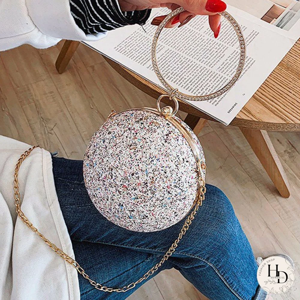 Pink Fashion Patchwork Round Crossbody Bag