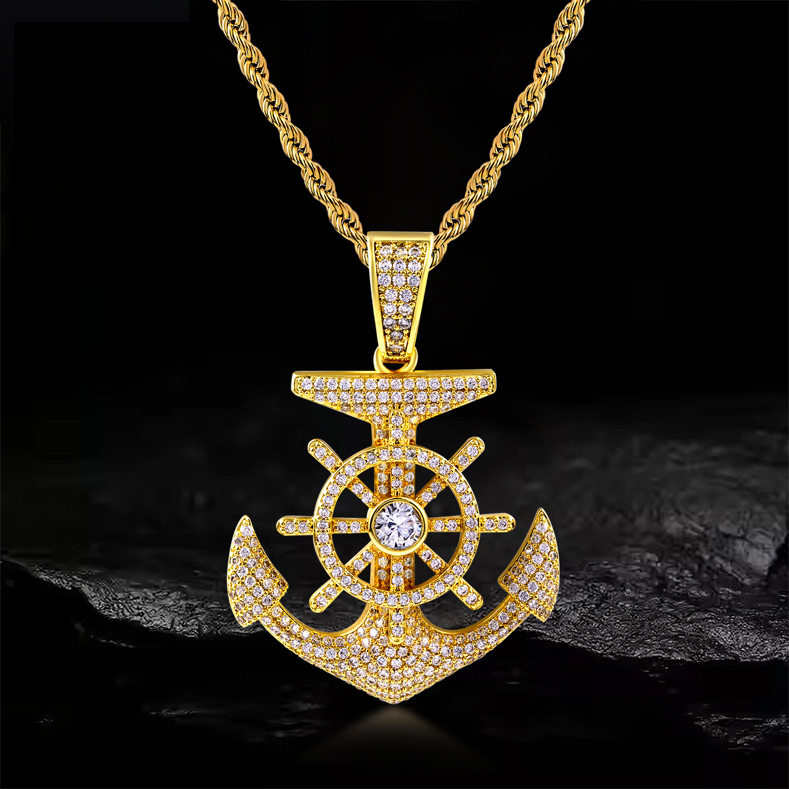 Anchor & Compass Viking Pendant Necklace