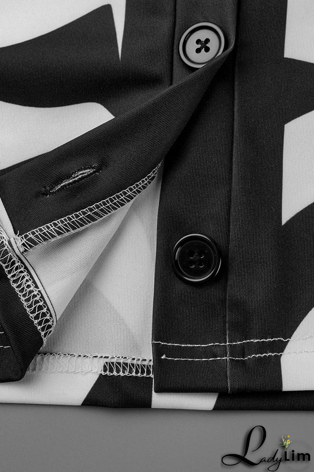 Black Sexy Print Split Joint Buckle Turndown Collar One Step Skirt Dresses