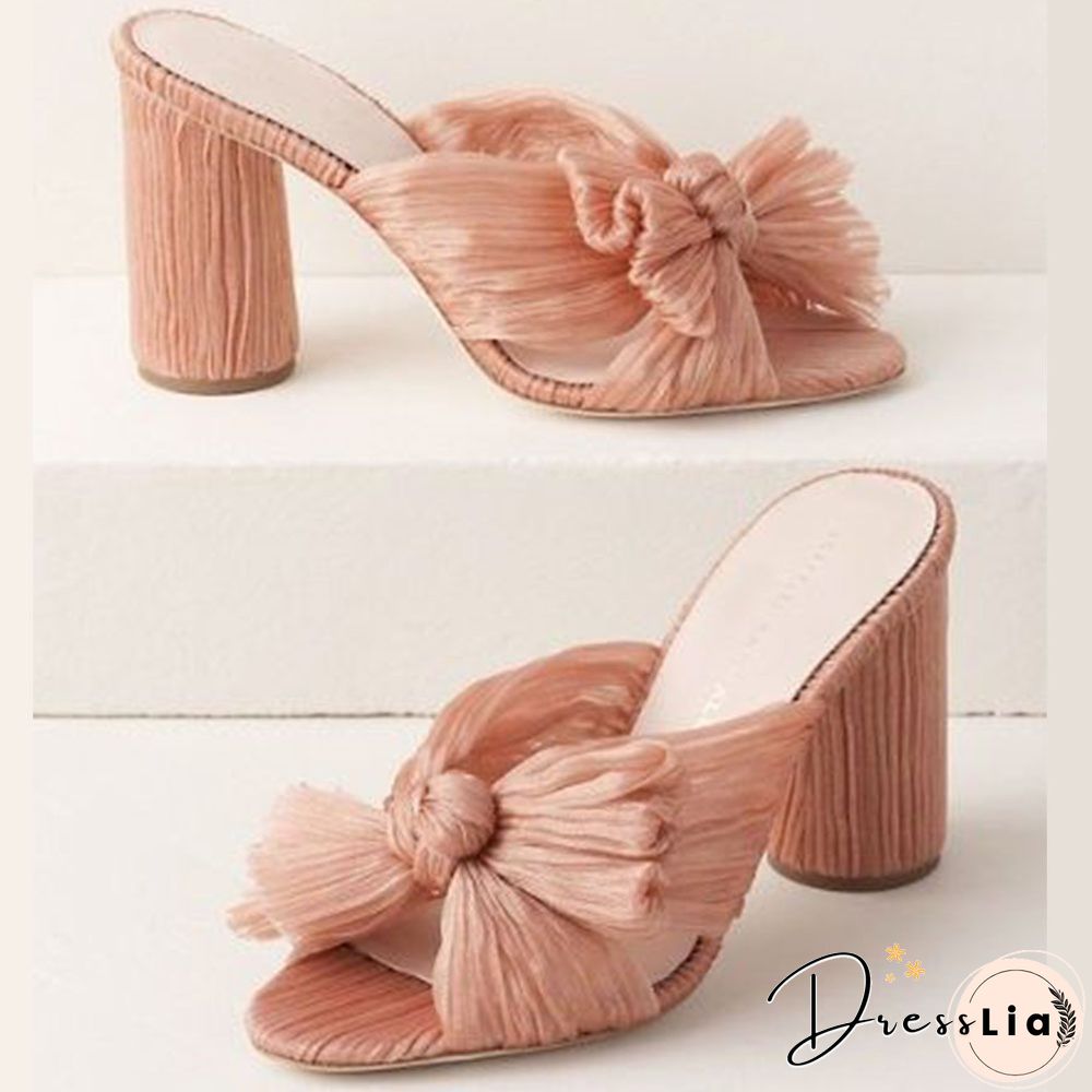 Brand New Summer Woman Mules Shoes Sandals Super High Heel 8 cm With Butterfly-knot Sweet Lady Office Shoes Plus Size 50