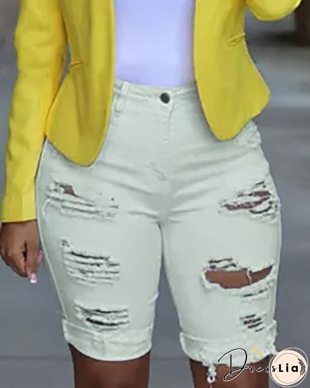 Ripped Cutout Casual Denim Shorts