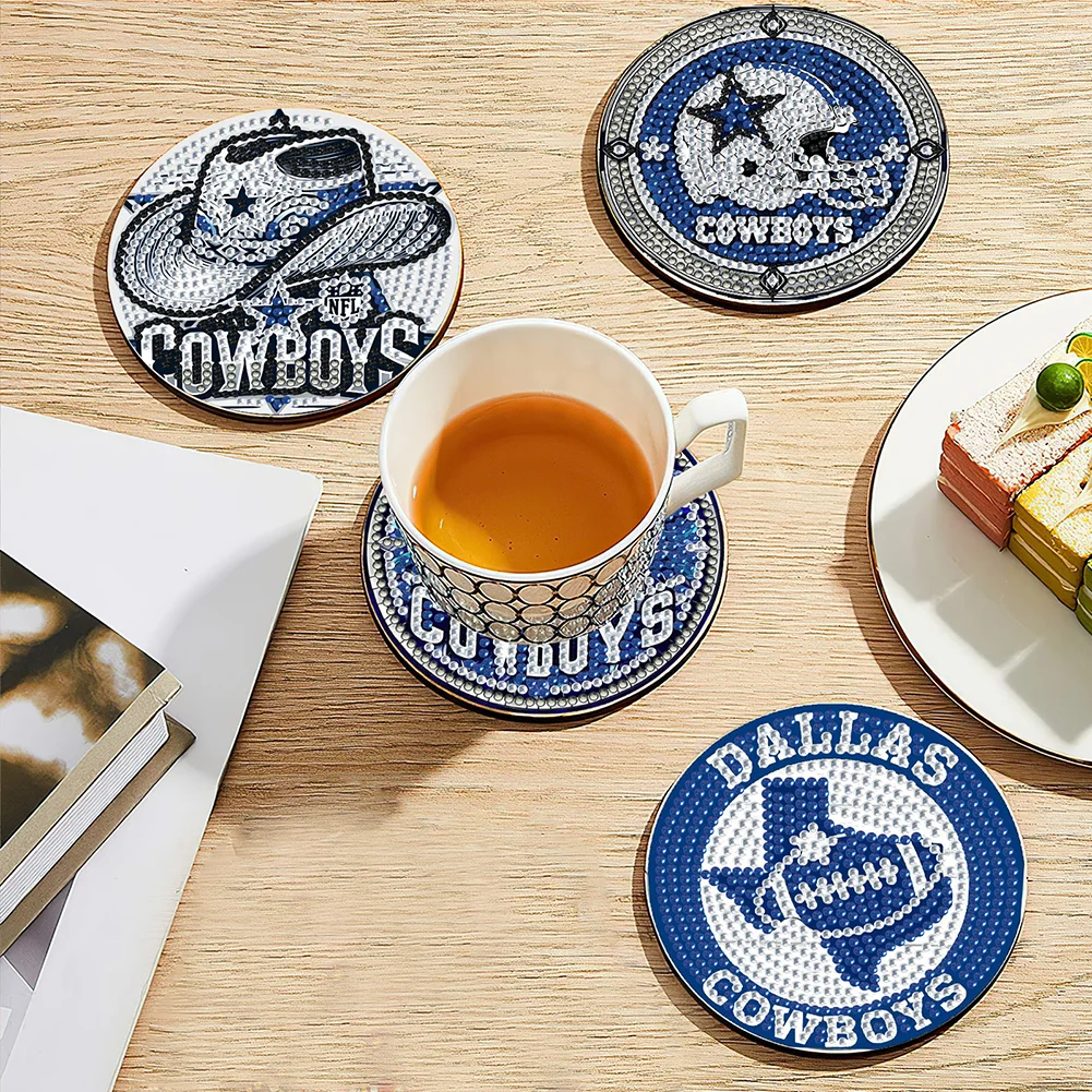 Dallas Cowboys 6pcs DIY Diamond Painting Acrylic Coasters Holder for Beginner Adult