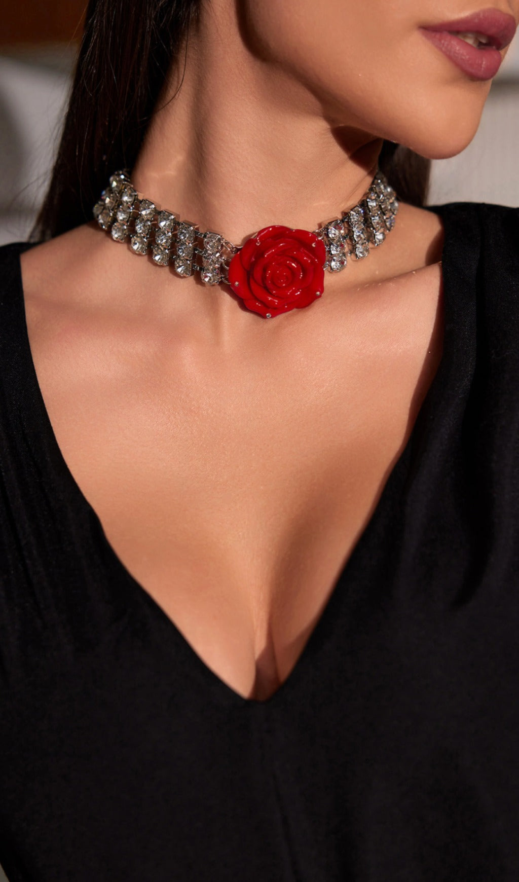 Avni Crystal Rose Necklace Flowering Girl