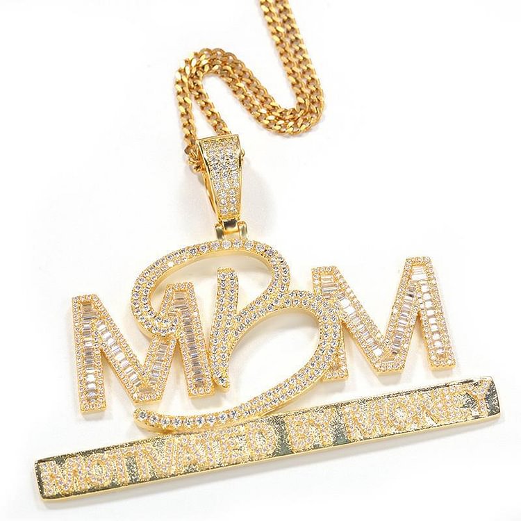 Bling Iced Out Motivated By Money MBM Letters Pendants Necklaces