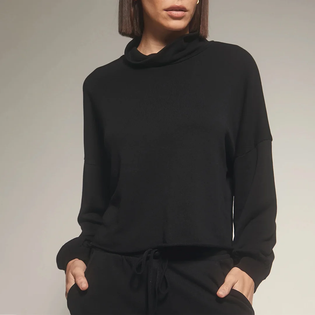 Turtleneck Pullover Drawstring Sports Pants 2 Pieces Set