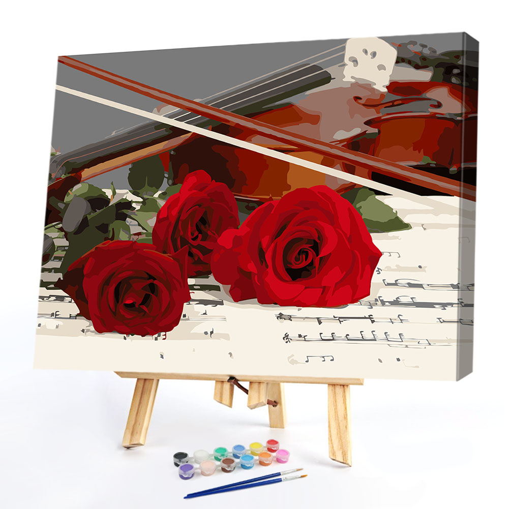 

40*50CM Paint By Numbers-Violin and Flowers, 501 Original
