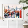 London Street Oil Painting - 11CT Stamped Cross Stitch - 50*40cm