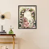 Fille de fleur-sp&eacute;cial forme diamant peinture-30 * 40cm