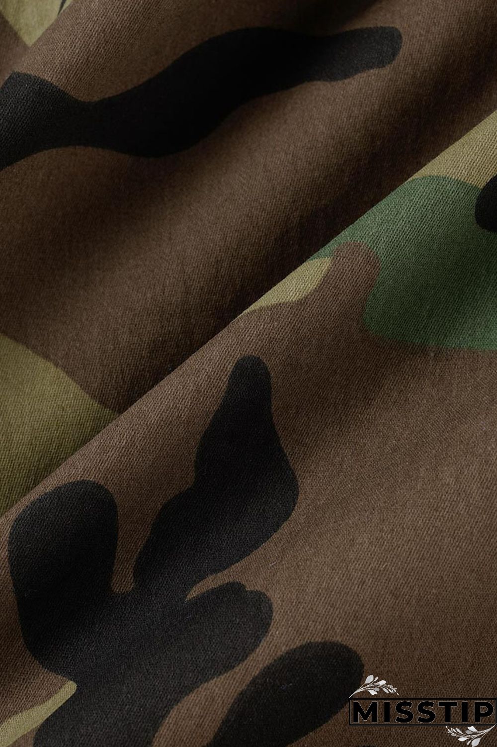 Camouflage Casual Street Print Camouflage Print Patchwork Turn-back Collar Outerwear