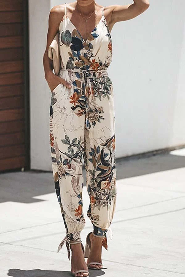 Womens Backless Deep V-Neck Sling Jumpsuit-Allyzone-Allyzone
