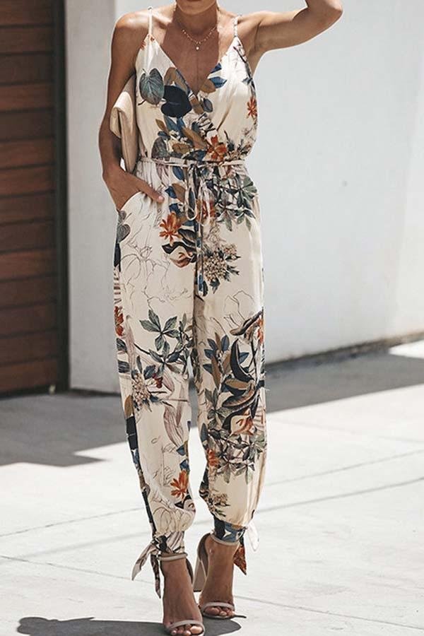 Womens Backless Deep V-Neck Sling Jumpsuit-Allyzone-Allyzone