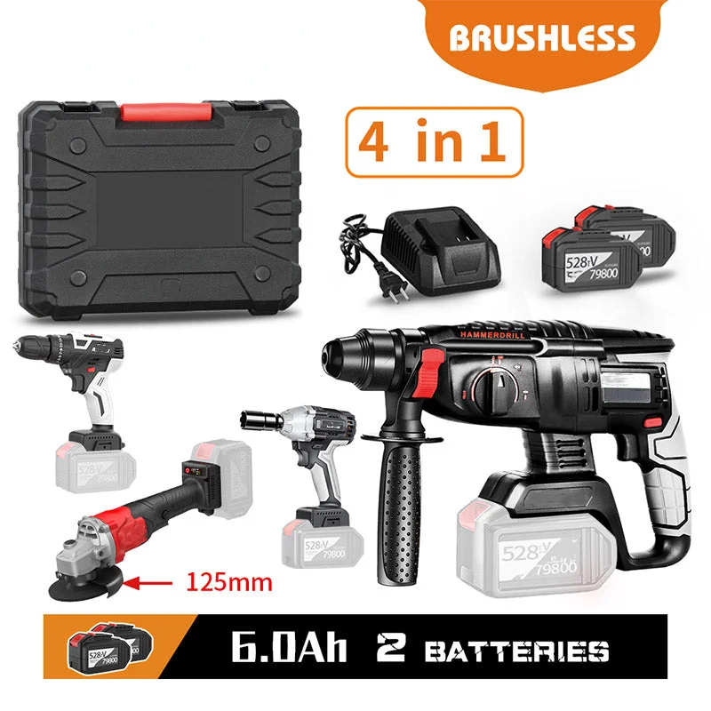 Power Tool Kit 4 Piece Drill/Wrench/Hammer/Angle Grinder, limited time discount of $39.99, after selling 500 pieces, it will be restored to $199