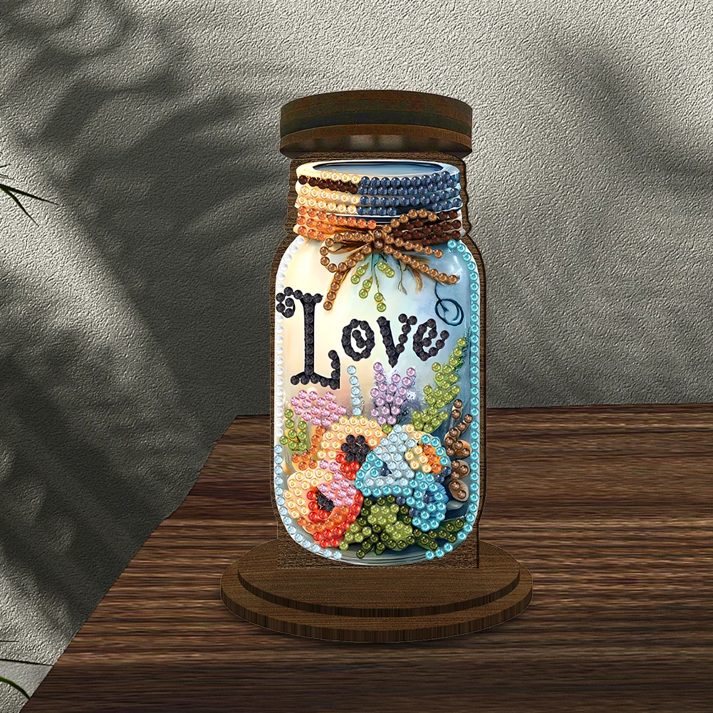 Wooden Love Flower Bottle 5D DIY Diamond Painting Candle Holder Decor for Adults