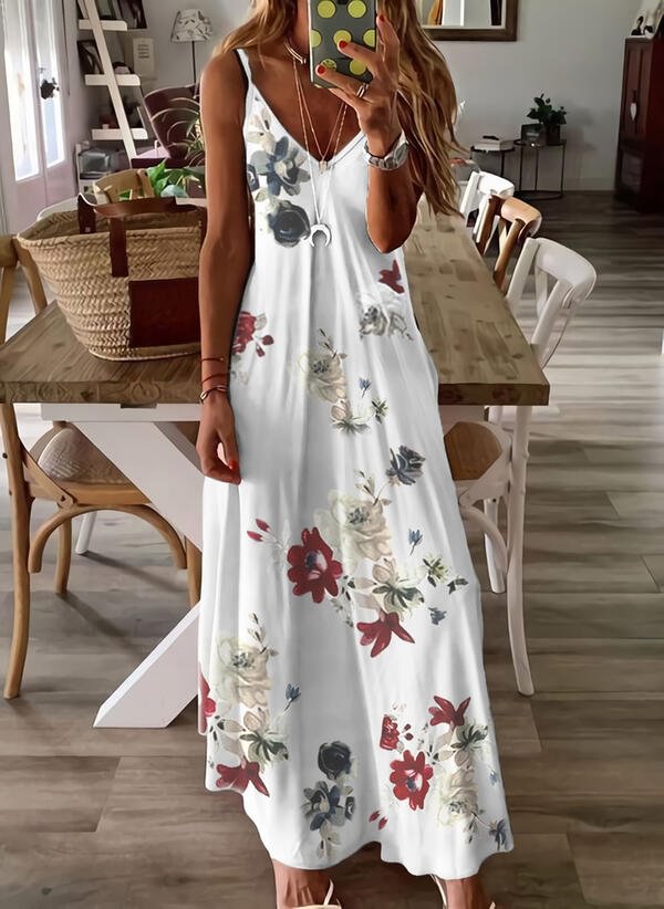 Print/Floral Sleeveless Shift Slip Casual/Vacation Maxi Dresses shopify LILYELF