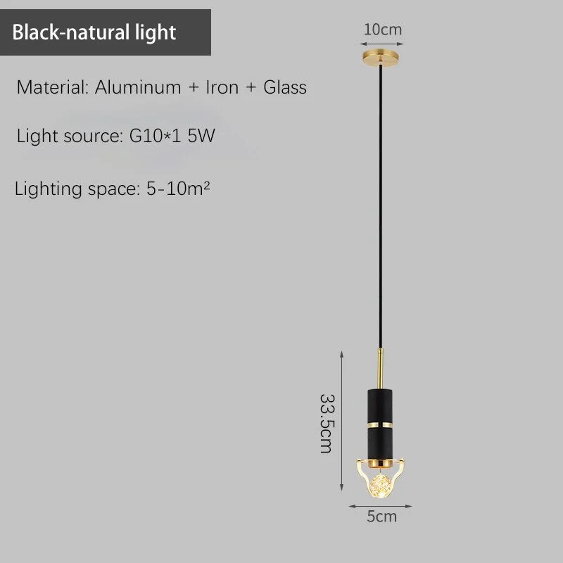 Nordic Luxury Led Crystal Pendant Light Bedroom Bedside Loft Lighting Decor Lamp Modern Living Dining Room Interior Hanging Lamp